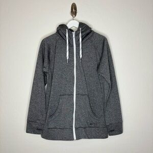 KAVU Zelda Full Zip Hoodie Gray Size Large Thumbholes